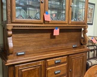 Hutch with roll top pulled down