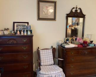 Matching chest and dresser with mirror