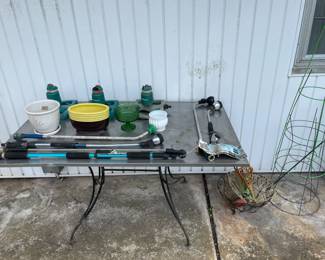 cast iron patio table with custom stainless steel top!