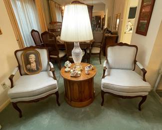 Henredon French walnut armchairs