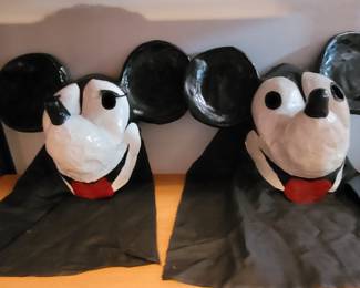 Pair of vintage Mickey and Minnie masks