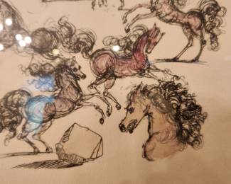 Salvador Dali signed, numbered lithograph.  "Poems by Mao Ze Dong : Petite Horses"