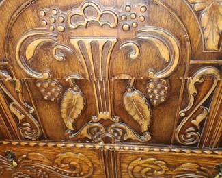 Bedroom #2: Carved antique bedroom set (headboard, dresser w mirror, desk/vanity w bench, 2 night stands and 1 wall mirror)