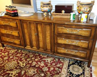 Bedroom #1: MCM bedroom set (headboard, 1 tall dresser, 1 long dresser, 2 night tables & 2 mirrors. MCM bedroom set by Red Lion Table Co.
