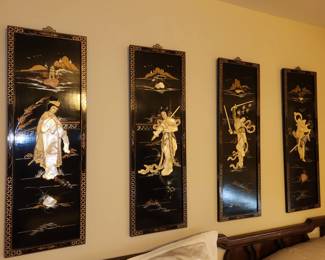 Set of 4 carved Mother of Pearl wall hangings
