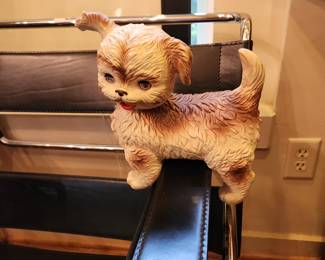 vintage 1960s Squeaky Dog toy by Edward Mobley.  Head turns, eyes move and squeaker still works