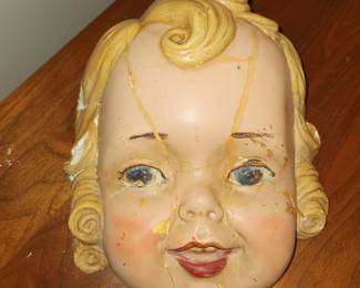 antique doll head/mask (damaged)