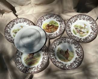 English made Spode Woodland series salad plates.
