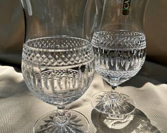 Pair CASHS Irish crystal water goblets.