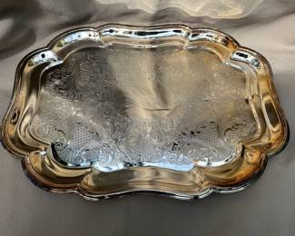 Reed & Barton scalloped silver tray.