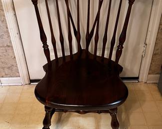 Vintage Ethan Allen fiddleback windsor dining chairs, eight available.