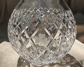 Galway crystal rose bowl with etched shamrock.