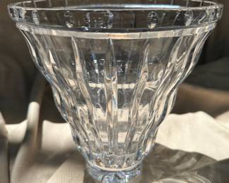 Large pretty lead crystal vase.  No mark or information available.