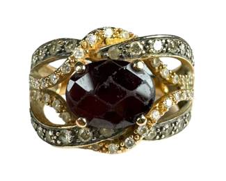 14kt Rose Gold Garnet and Diamond Ring 6pt2 Grams