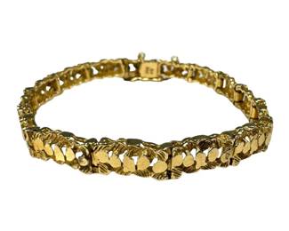 14kt Yellow Gold Nugget Link Bracelet 15pt4 Grams