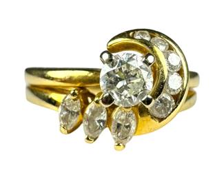 14kt Yellow Gold Diamond Wedding Set Soldered Together 3pt9 Grams