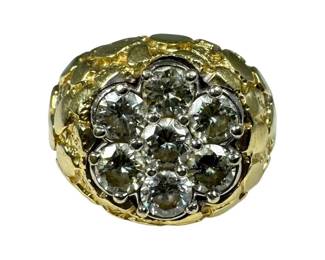 14kt Yellow Gold Nugget Diamond Ring 13pt1 Grams