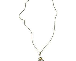 14kt Yellow Gold Pearl Necklace 5 Grams