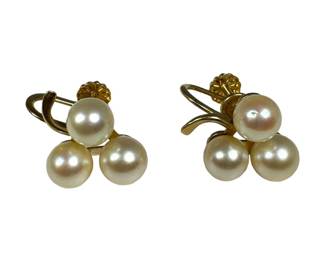 14kt Yellow Gold Pearl Screw On Earrings