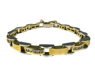 14kt Two Toned Diamond Links Bracelet 29pt5 Grams