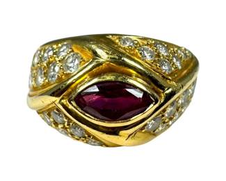 18kt Yellow Gold Ruby and Diamond Ring 7pt1 Grams