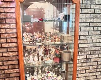 Curio Cabinet, Swarovski Crystal, Irish Belique Porcelain, Hummel figurines