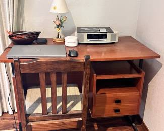 Vintage desk, chair, Bose speaker
