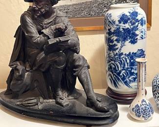 HANDSOME ANTIQUE SPELTER FIGURE