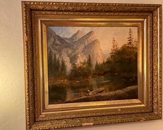LOVELY ANTIQUE OIL ON CANVAS OF YOSEMITE VALLEY