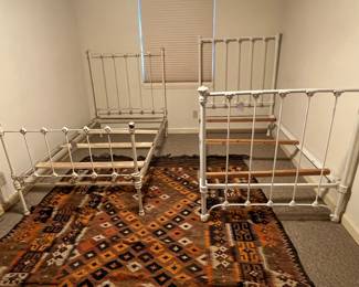 PAIR OF ANTIQUE IRON TWIN BEDS