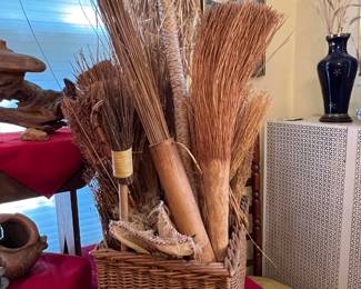 COLLECTION OF HANDMADE BROOMS AND WISKS