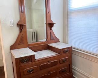 VICTORIAN MARBLE TOP WALNUT DRESSER
