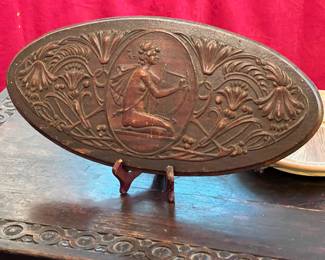 CARVED WOOD ART NOUVEAU PLAQUE