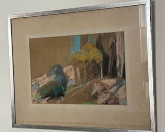 LOVELY VINTAGE OIL PASTEL BY MARIE-LOUISE ROUFF