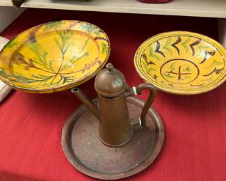 MIDDLE EASTERN POTTERY AND VINTAGE COPPER ITEMS