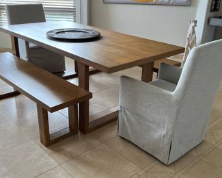 World Market Dining Table w 2 Benches, Magnolia Dining Chair pr