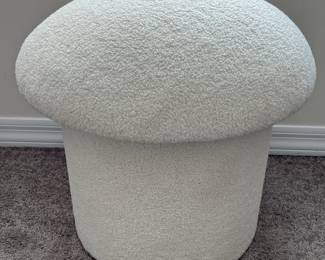Round Faux Sherpa Mushroom Upholstered Ottoman World Market