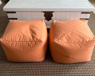 Wood Trunk/Coffee Table, 2 Puffs, Grey Sofa/Sleeper, Area Rug