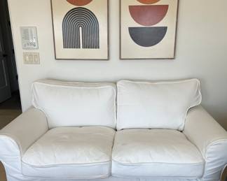 IKEA White Slipcovered Loveseat, MCM Art