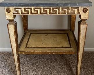 Vintage Florentina Hand Made in Italy Side Table Marble Top 