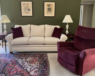 La-Z-Boy Recliner Burgundy 
La-Z-Boy Sofa Off-White