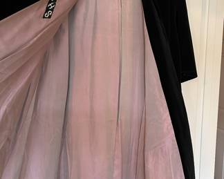 Frank R Jelleff Black Cape Coat w Hood w Lavender Lining 