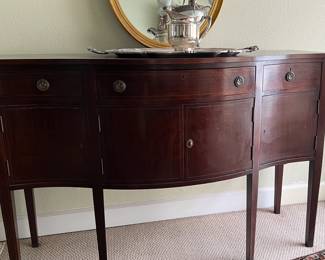 Vintage Federal Style Buffet w 4 Doors and 3 Drawers w Key