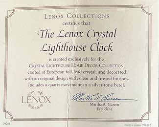Lenox Crystal Lighthouse Clock 