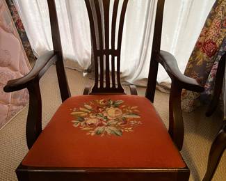 Vintage Kittinger Style Rocker w Needlepoint Seat