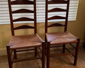 Ladderback Chairs with Rush Seats pr