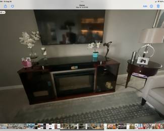 TV control, smoked glass with electric fireplace