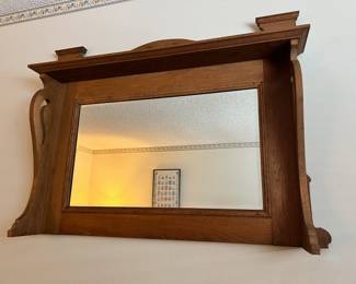 Circa 1900's Oak Over Mantle Wall Mirror