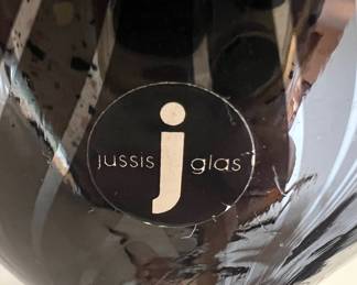 Two Jussis Glas Riihimaki Blown Glass Black & Silver  Partridge Bird Figurines