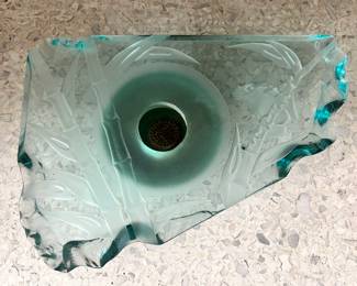 Blue Art Glass Japanese Style Ikebana Vase